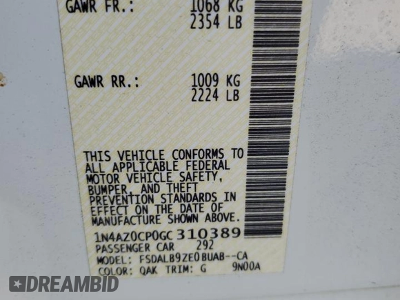 2016 Nissan LEAF S with VIN 1N4AZ0CP0GC310389, listed as a Copart auction lot 71042373 with 21,069 mi miles. Bid and sale history available at carsss.com. Image 12.