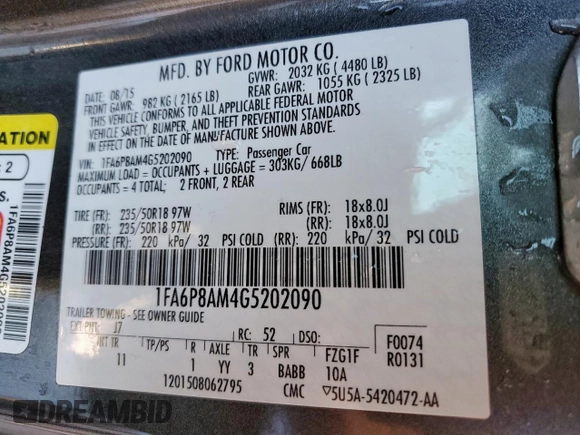 2016 Ford Mustang V6 with VIN 1FA6P8AM4G5202090, listed as a Copart auction lot 46592435 with 154,334 mi miles and Clean Title. Bid and sale history available at carsss.com. Image 13.