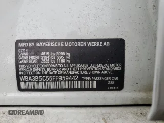2015 BMW 3 Series 328i xDrive with VIN WBA3B5C55FF959442, listed as a Copart auction lot 57566895 with 97,628 mi miles and Clean title. Bid and sale history available at DreamBid. Image 12.