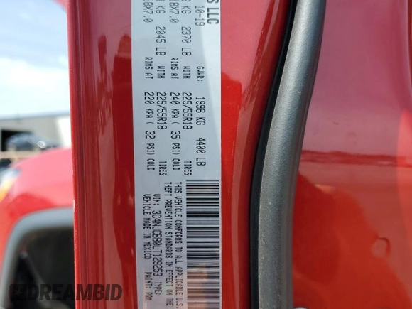 2020 Jeep Compass Latitude with VIN 3C4NJCBB0LT129253, listed as a Copart auction lot 57037305 with 136,006 mi miles and Salvage title. Bid and sale history available at DreamBid. Image 14.