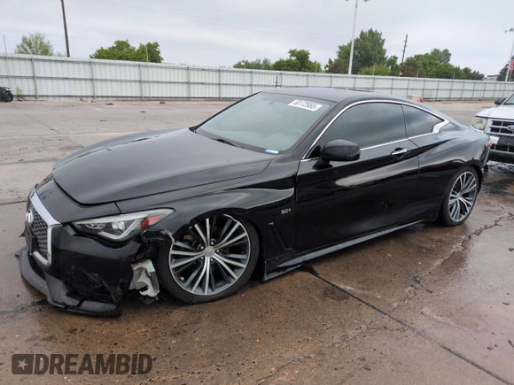2017 Infiniti Q60 Premium with VIN JN1EV7EL8HM551447, listed as a Copart auction lot 58172955 with 43,457 mi miles and Salvage title. Bid and sale history available at DreamBid. Image 1.