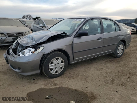 2005 Honda Civic Sdn VP with VIN 2HGES16305H583102, listed as a Copart auction lot 47491885 with 93,711 mi miles and Salvage Title. Bid and sale history available at carsss.com. Image 1.