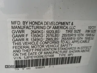 2022 Acura MDX with VIN 5J8YE1H35NL027498, listed as a Copart auction lot 82314854 with 57,209 mi miles and Salvage Title. Bid and sale history available at carsss.com. Image 16.