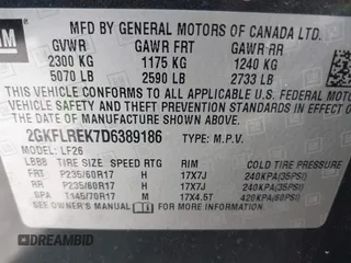 2013 GMC Terrain SLE with VIN 2GKFLREK7D6389186, listed as a IAAI auction lot 41727643 with 180,562 mi miles. Bid and sale history available at carsss.com. Image 9.