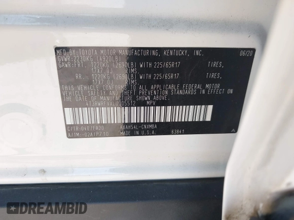 2020 Toyota RAV4 Hybrid XLE с VIN 4T3RWRFVXLU005512, выставлен на аукционе IAAI как лот 42459097 с пробегом 66 204 миль миль и . История ставок и продаж доступна на DreamBid. Изображение 9.