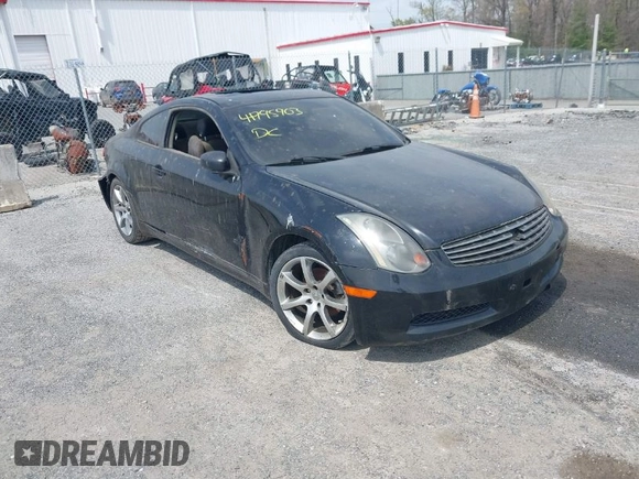 2003 Infiniti G35 Coupe w/Leather with VIN JNKCV54E23M222956, listed as a IAAI auction lot 41995903 with 1 mi miles. Bid and sale history available at carsss.com. Image 1.