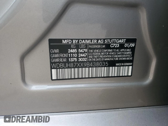 2009 Mercedes-Benz E 350 with VIN WDBUH87XX9B438035, listed as a Copart auction lot 81845833 with Not Provided miles and Non Repairable. Bid and sale history available at DreamBid. Image 13.