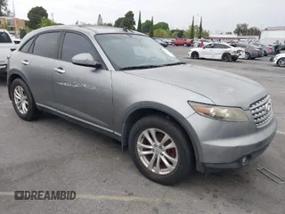 2003 Infiniti FX w/Options with VIN JNRBS08W33X402022, listed as a IAAI auction lot 42047472 with 203,438 mi miles. Bid and sale history available at carsss.com. Image 1.