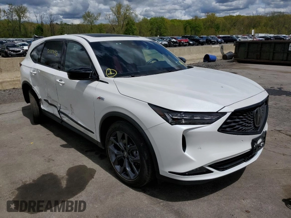2022 Acura MDX w/A-Spec Package with VIN 5J8YE1H05NL039642, listed as a Copart auction lot 50727033 with 25,359 mi miles. Bid and sale history available at carsss.com. Image 4.