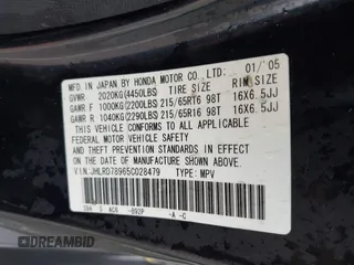 2005 Honda CR-V EX SE with VIN JHLRD78965C028479, listed as a IAAI auction lot 41911939 with 171,023 mi miles. Bid and sale history available at carsss.com. Image 9.
