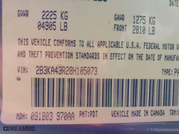 2008 Dodge Charger with VIN 2B3KA43R28H105073, listed as a IAAI auction lot 41670717 with 228,063 mi miles. Bid and sale history available at carsss.com. Image 9.