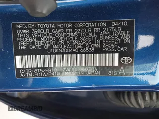 2010 Toyota Prius II with VIN JTDKN3DU4A0166838, listed as a IAAI auction lot 42114622 with 155,607 mi miles. Bid and sale history available at carsss.com. Image 9.
