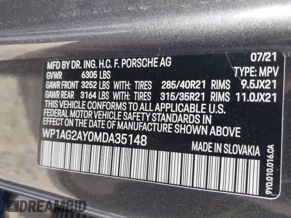 2021 Porsche Cayenne GTS z VIN WP1AG2AY0MDA35148, wystawiony jako IAAI lot #41949459 z przebiegiem 12 844 mil mil oraz . Historia ofert i sprzedaży dostępna na DreamBid. Obrazek 9.