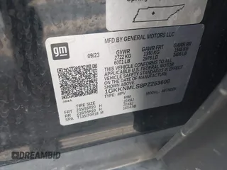2023 GMC Acadia SLT with VIN 1GKKNMLS8PZ253608, listed as a IAAI auction lot 42264701 with 25,469 mi miles and . Bid and sale history available at DreamBid. Image 9.
