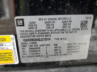 2016 GMC Acadia SLE with VIN 1GKKVNED4GJ272014, listed as a Copart auction lot 43638005 with 71,736 mi miles and Salvage title. Bid and sale history available at DreamBid. Image 13.