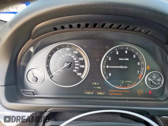 2015 BMW 5 Series 528i with VIN WBA5A5C59FD520199, listed as a Copart auction lot 59214725 with 116,914 mi miles and Salvage title. Bid and sale history available at DreamBid. Image 9.