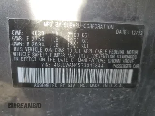 2024 Subaru Legacy Limited z VIN 4S3BWAN65R3019844, wystawiony jako Copart lot #51100245 z przebiegiem 16 971 mil mil oraz Szkody całkowita. Historia ofert i sprzedaży dostępna na DreamBid. Obrazek 13.