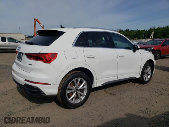 2022 Audi Q3 S line Premium with VIN WA1DECF36N1129233, listed as a Copart auction lot 57403645 with 27,837 mi miles and Salvage title. Bid and sale history available at DreamBid. Image 3.