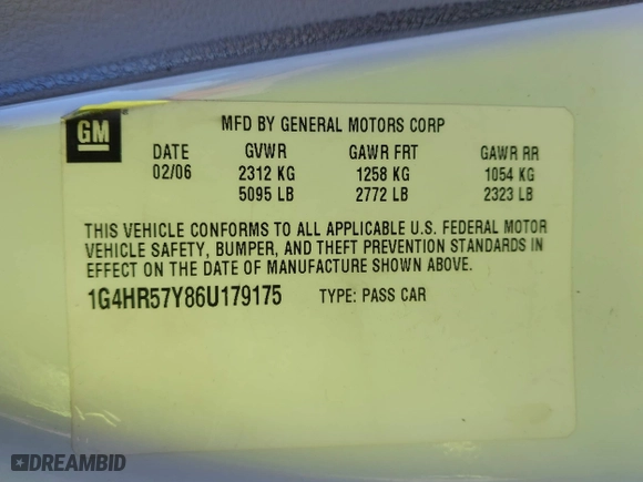 2006 Buick Lucerne CXL with VIN 1G4HR57Y86U179175, listed as a IAAI auction lot 41309034 with 97,969 mi miles. Bid and sale history available at carsss.com. Image 9.