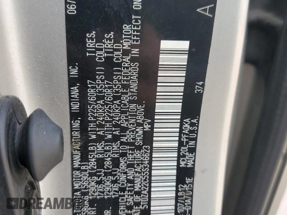 2005 Toyota Sienna XLE с VIN 5TDZA22C55S346623, выставлен на аукционе Copart как лот 61425795 с пробегом 180 341 миль миль и Чистый • Clean title. История ставок и продаж доступна на DreamBid. Изображение 13.
