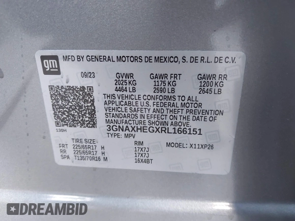 2024 Chevrolet Equinox LS with VIN 3GNAXHEGXRL166151, listed as a IAAI auction lot 40159848 with 8,210 mi miles and . Bid and sale history available at DreamBid. Image 9.