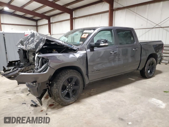 2021 Ram 1500 Big Horn with VIN 1C6SRFFT3MN590925, listed as a Copart auction lot 83528574 with 50,995 mi miles and Salvage title. Bid and sale history available at DreamBid. Image 1.