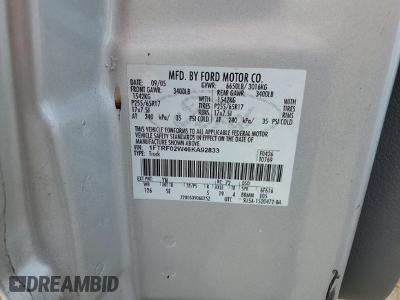 2006 Ford F-150 STX with VIN 1FTRF02W46KA92833, listed as a Copart auction lot 76401174 with 132,603 mi miles and Salvage Title. Bid and sale history available at carsss.com. Image 13.