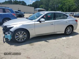 2014 Infiniti Q50 Premium with VIN JN1BV7AR7EM697072, listed as a Copart auction lot 60526535 with 227,626 mi miles and Salvage title. Bid and sale history available at DreamBid. Image 1.