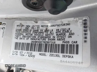 2008 Toyota Corolla CE with VIN 1NXBR30E78Z997316, listed as a IAAI auction lot 41905474 with Not Provided miles and . Bid and sale history available at DreamBid. Image 9.