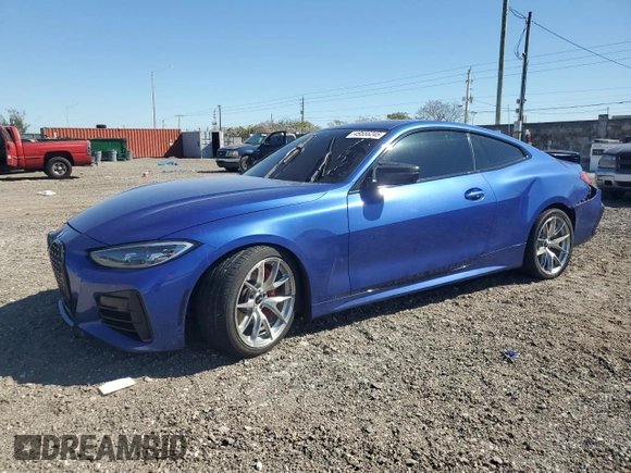 2021 BMW 4 Series M440i xDrive with VIN WBA13AR0XMCG16250, listed as a Copart auction lot 49556245 with 52,717 mi miles and Non Repairable. Bid and sale history available at DreamBid. Image 1.