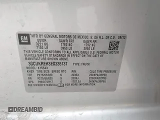 2014 Chevrolet Silverado 1500 LT with VIN 3GCUKREH3EG235137, listed as a IAAI auction lot 42134613 with 191,347 mi miles. Bid and sale history available at carsss.com. Image 9.
