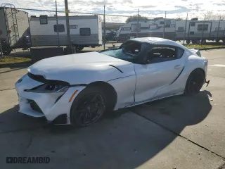 2023 Toyota GR Supra 3.0 with VIN WZ1DB0G01PW055910, listed as a Copart auction lot 44459975 with 0 mi miles and Salvage Title. Bid and sale history available at carsss.com. Image 1.