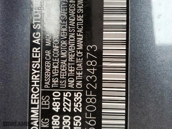 2008 Mercedes-Benz CLK-Class 3.5L with VIN WDBTK56F08F234873, listed as a Copart auction lot 43166075 with 113,841 mi miles and Salvage Title. Bid and sale history available at carsss.com. Image 14.