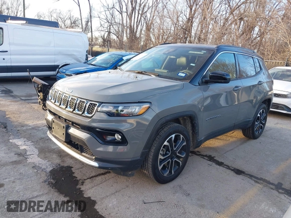 2023 Jeep Compass Limited with VIN 3C4NJDCN6PT567277, listed as a IAAI auction lot 41412097 with 35,502 mi miles and . Bid and sale history available at carsss.com. Image 2.