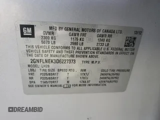 2013 Chevrolet Equinox LT with VIN 2GNFLNEK3D6227373, listed as a Copart auction lot 53181575 with 164,067 mi miles and Clean Title. Bid and sale history available at carsss.com. Image 13.