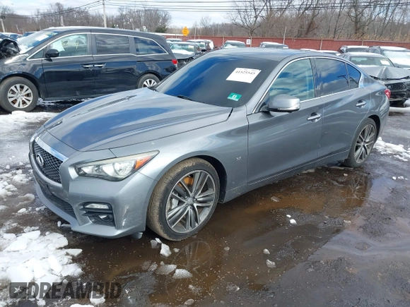 2014 Infiniti Q50 Premium with VIN JN1BV7AR8EM690406, listed as a IAAI auction lot 41525545 with 163,582 mi miles. Bid and sale history available at carsss.com. Image 17.