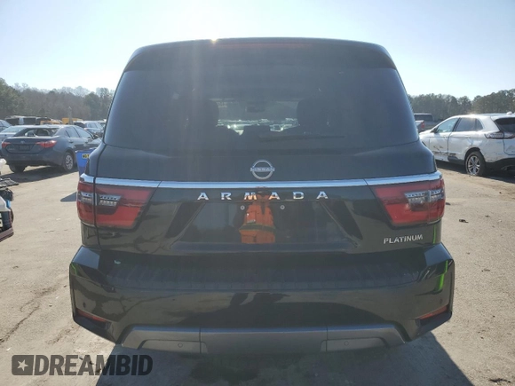 2024 Nissan Armada Platinum with VIN JN8AY2DB9R9853224, listed as a Copart auction lot 43420655 with 17,707 mi miles and Salvage Title. Bid and sale history available at carsss.com. Image 6.