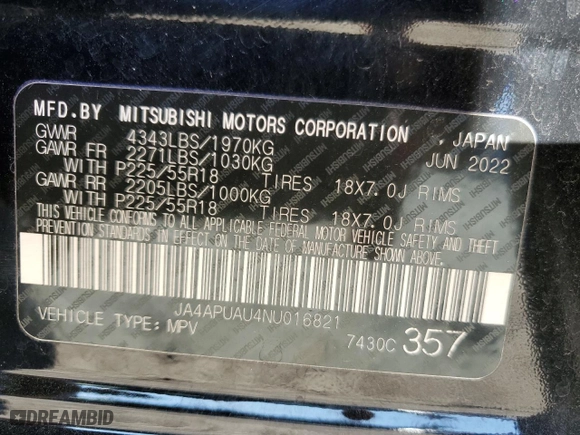 2022 Mitsubishi Outlander Sport ES with VIN JA4APUAU4NU016821, listed as a Copart auction lot 85486764 with 33,110 mi miles and Salvage Title. Bid and sale history available at carsss.com. Image 16.