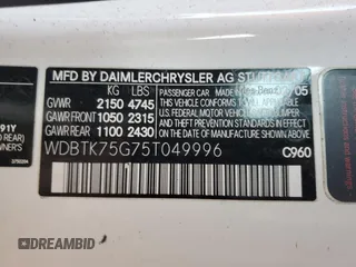 2005 Mercedes-Benz CLK 500 z VIN WDBTK75G75T049996, wystawiony jako Copart lot #47252015 z przebiegiem 141 969 mil mil oraz Szkoda całkowita • Salvage title. Historia ofert i sprzedaży dostępna na DreamBid. Obrazek 12.