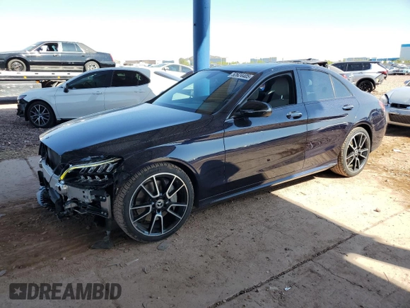 2020 Mercedes-Benz C with VIN 55SWF8DB9LU326662, listed as a Copart auction lot 52624405 with 39,162 mi miles and Salvage Title. Bid and sale history available at carsss.com. Image 1.