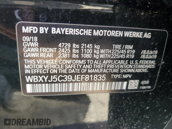 2018 BMW X2 xDrive28i z VIN WBXYJ5C39JEF81835, wystawiony jako Copart lot #49083295 z przebiegiem 66 524 mil mil oraz Szkoda całkowita • Salvage title. Historia ofert i sprzedaży dostępna na DreamBid. Obrazek 12.