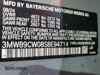2025 BMW 3 Series 330i xDrive with VIN 3MW89CW08S8E94714, listed as a Copart auction lot 44920285 with 7,943 mi miles and Salvage Title. Bid and sale history available at carsss.com. Image 13.