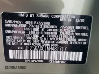 2021 Subaru Forester Touring with VIN JF2SKAXC1MH481717, listed as a Copart auction lot 64078355 with 62,104 mi miles and Salvage title. Bid and sale history available at DreamBid. Image 13.
