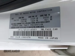 2016 Mazda 6 i Grand Touring with VIN JM1GJ1W54G1485851, listed as a IAAI auction lot 41629410 with 91,327 mi miles. Bid and sale history available at carsss.com. Image 9.