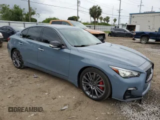 2022 Infiniti Q50 Red Sport 400 with VIN JN1FV7DP7NM370229, listed as a Copart auction lot 55123274 with 36,057 mi miles and Salvage Title. Bid and sale history available at DreamBid. Image 4.