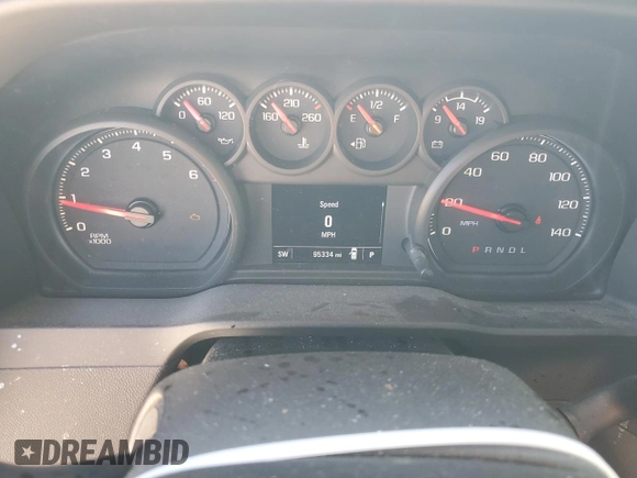 2020 Chevrolet Silverado 1500 Custom with VIN 3GCPWBEF0LG245175, listed as a Copart auction lot 81833874 with 95,334 mi miles and Salvage Title. Bid and sale history available at carsss.com. Image 9.