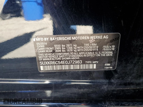 2014 BMW X5 xDrive50i with VIN 5UXKR6C54E0J72983, listed as a Copart auction lot 51047625 with 100,692 mi miles and Salvage Title. Bid and sale history available at carsss.com. Image 15.