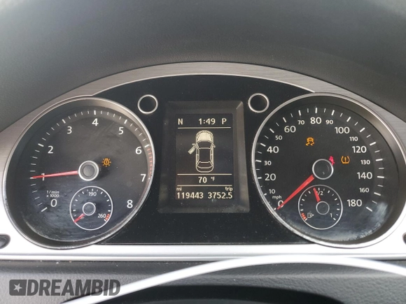 2013 Volkswagen CC R-Line with VIN WVWBP7AN6DE547029, listed as a Copart auction lot 46512734 with 119,443 mi miles and Salvage Title. Bid and sale history available at DreamBid. Image 9.