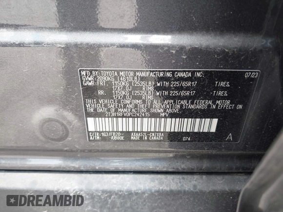 2023 Toyota RAV4 LE z VIN 2T3H1RFV0PC242415, wystawiony jako IAAI lot #42158883 z przebiegiem 11 413 mil mil oraz . Historia ofert i sprzedaży dostępna na DreamBid. Obrazek 9.