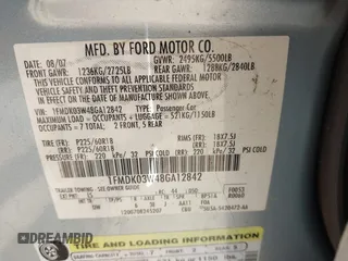 2008 Ford Taurus X Limited with VIN 1FMDK03W48GA12842, listed as a IAAI auction lot 42013429 with 167,478 mi miles and . Bid and sale history available at DreamBid. Image 9.